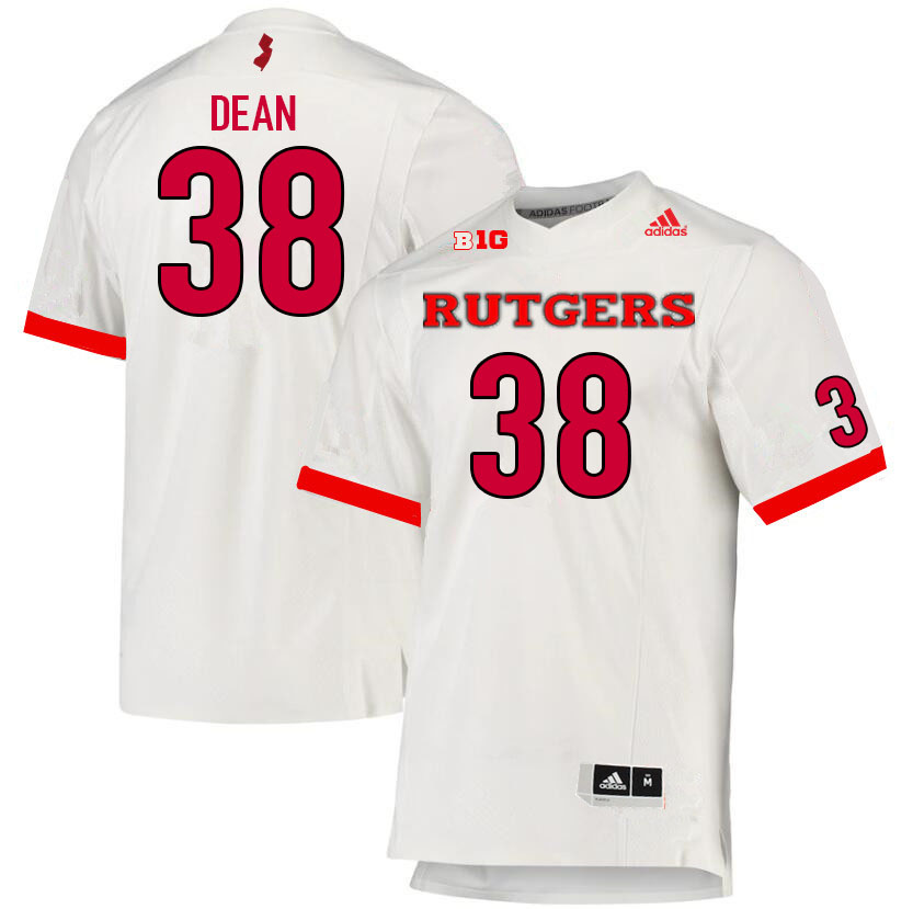 Men #38 Austin Dean Rutgers Scarlet Knights College Football Jerseys Sale-White